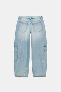 TRF OVERSIZED MID-RISE RIPPED CARGO JEANS