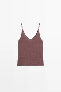 100% cotton textured strappy top