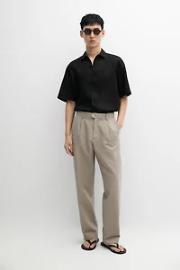 Regular fit 100% linen short sleeve shirt