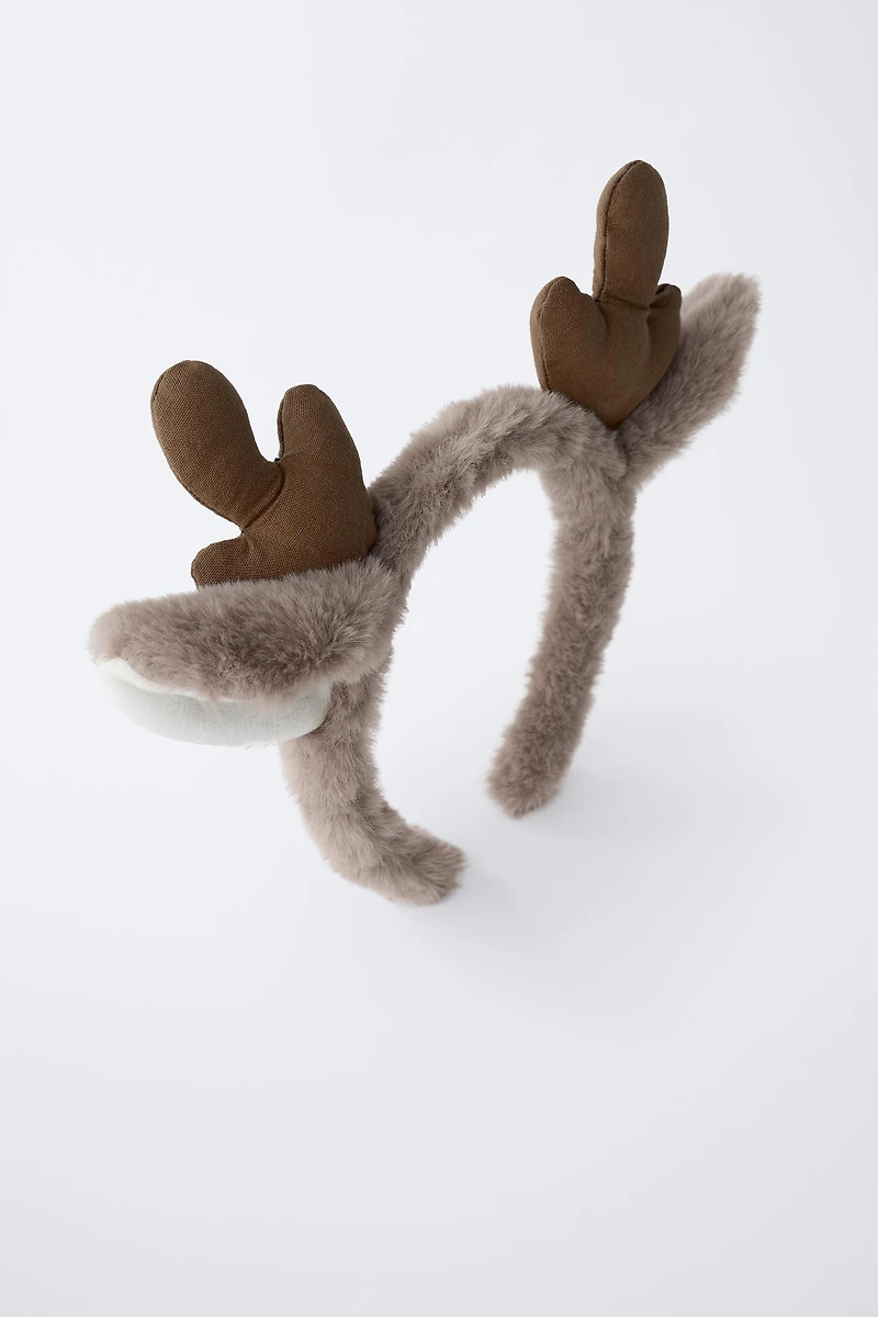FAUX FUR REINDEER HEADBAND