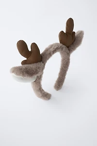 FAUX FUR REINDEER HEADBAND