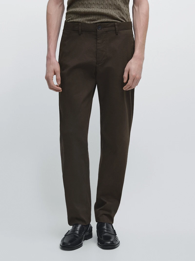 Slim fit cotton trousers