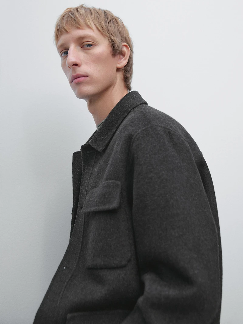 Wool blend jacket with pockets