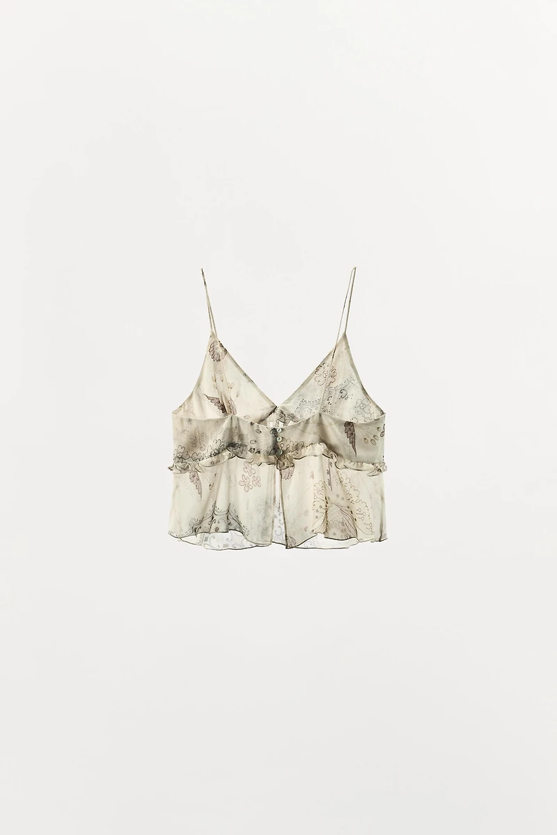 RUFFLED PRINTED CAMISOLE