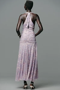PRINTED TULLE MAXI DRESS