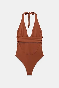 HALTER NECK SWIMSUIT WITH METAL PIECE