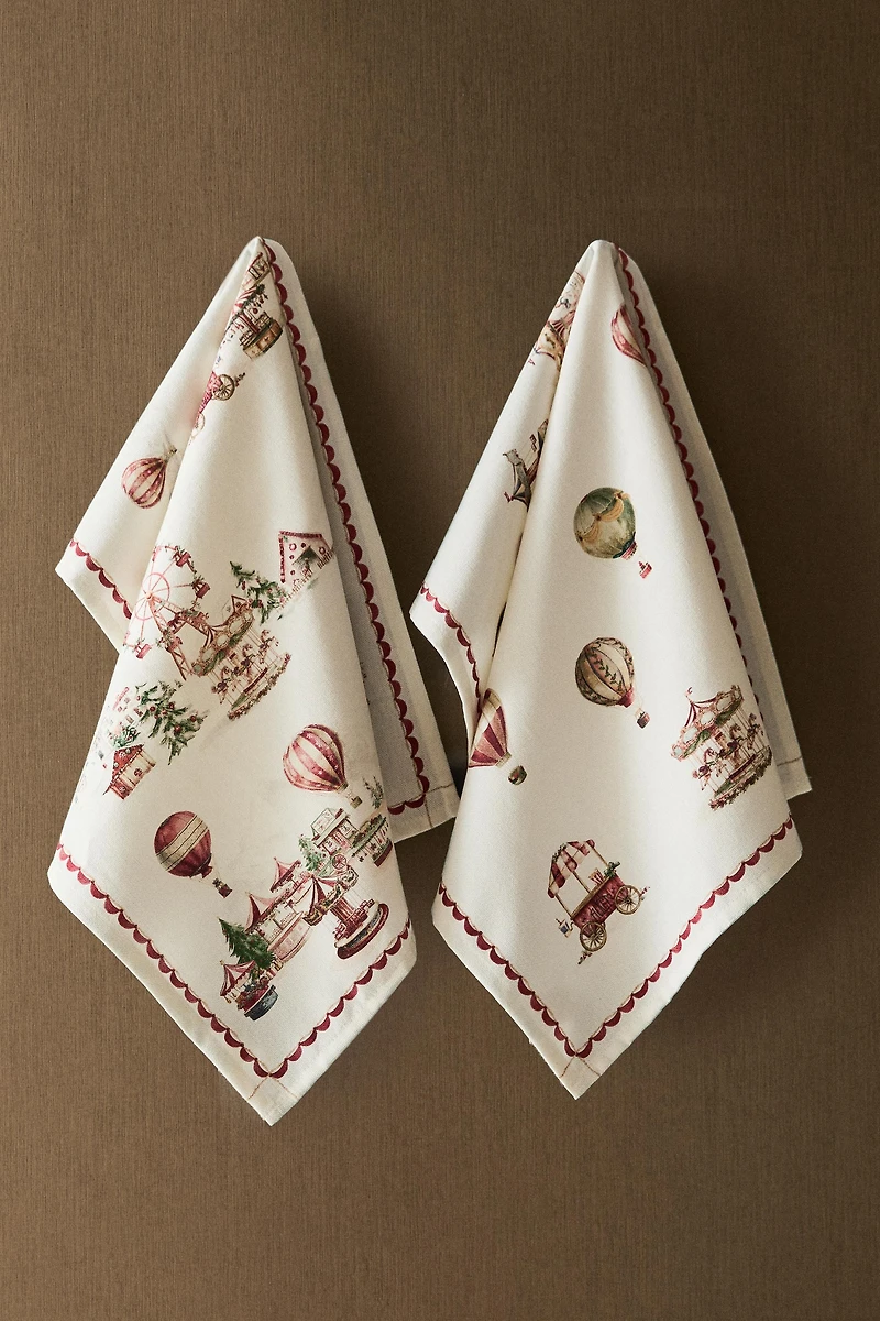 SET OF COTTON CHRISTMAS BALLOON KITCHEN TOWELS (SET OF 2)