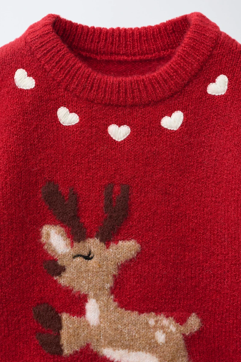 REINDEER PRINT KNIT JUMPER