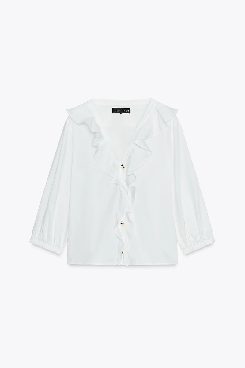 CHEMISE EN POPELINE À VOLANTS