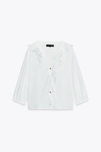 CHEMISE EN POPELINE À VOLANTS