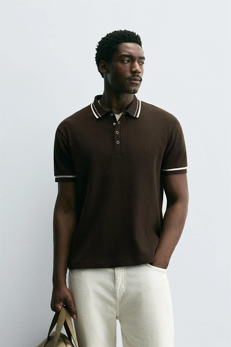 POLO CÔTELÉ CONTRASTE