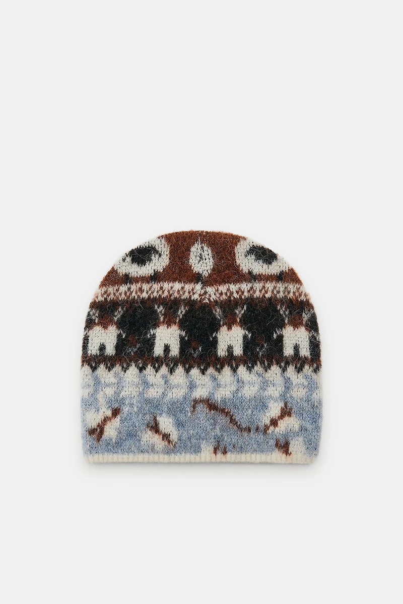 PRINTED KNIT BEANIE