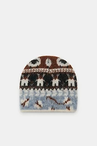PRINTED KNIT BEANIE