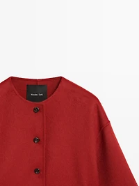Wool blend jacket with seams