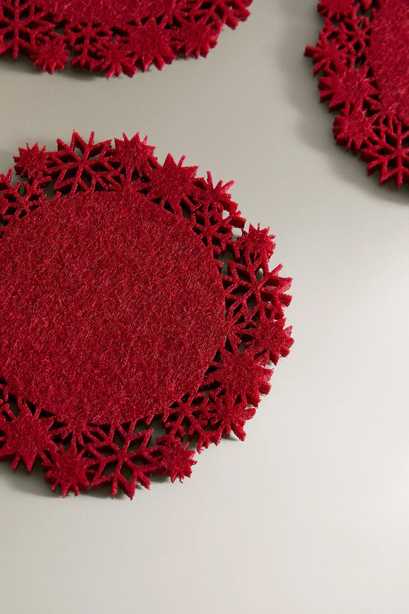 SET OF CHRISTMAS SNOWFLAKE FELT COASTERS (SET OF 6)