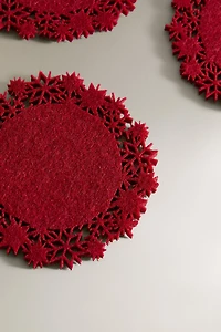 SET OF CHRISTMAS SNOWFLAKE FELT COASTERS (SET OF 6)
