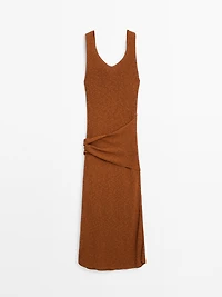 Long knit crossover dress