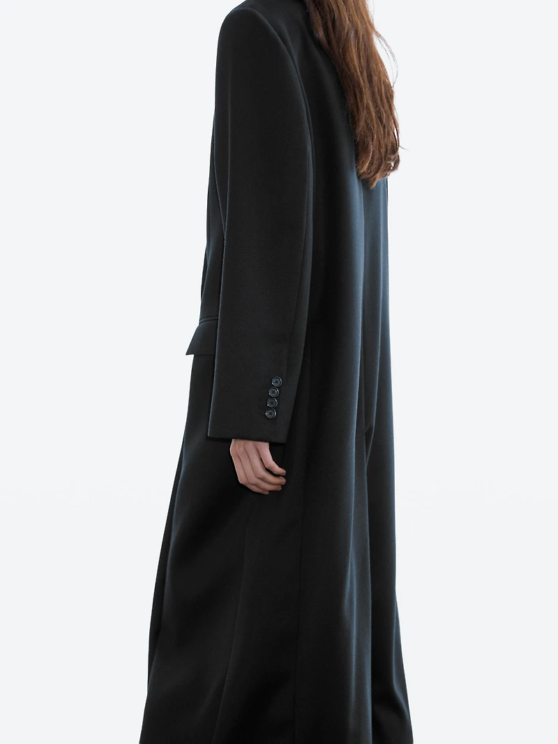 Long double-breasted 100% wool coat