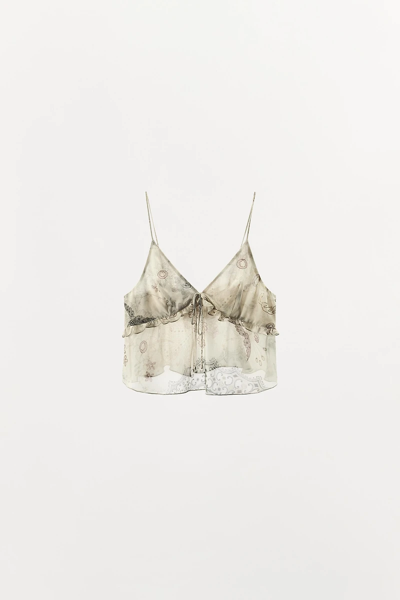 RUFFLED PRINTED CAMISOLE