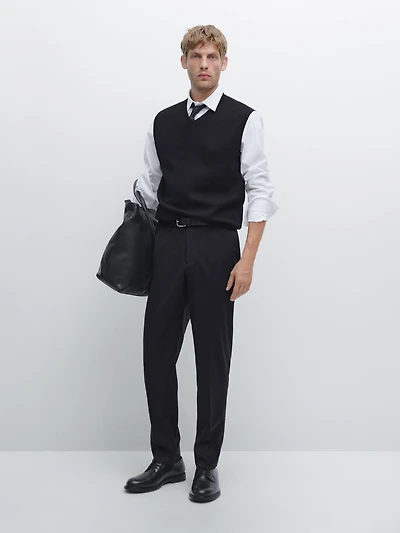 Pantalon habillé en laine mélangée