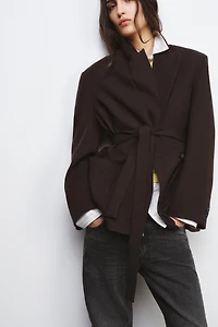 100% WOOL BELT BLAZER ZW COLLECTION LIMITED EDITION
