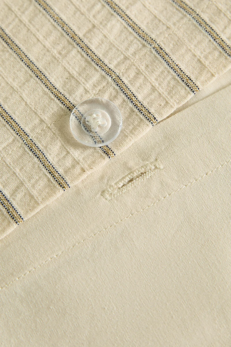 CRINKLE STRIPED COTTON DUVET COVER