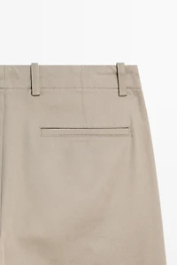 Cotton blend straight-leg pants