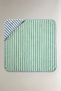 REVERSIBLE STRIPED HOODED BABY TOWEL