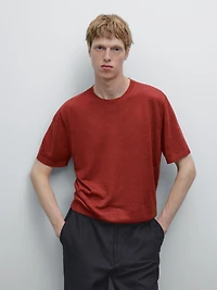 T-shirt en maille à manches courtes 100 % lin
