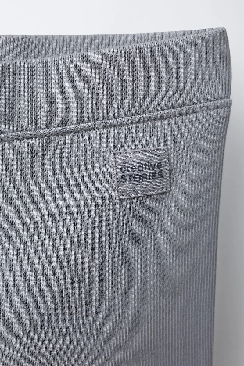 RIBBED LEGGINGS WITH LABEL