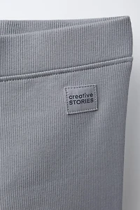 RIBBED LEGGINGS WITH LABEL