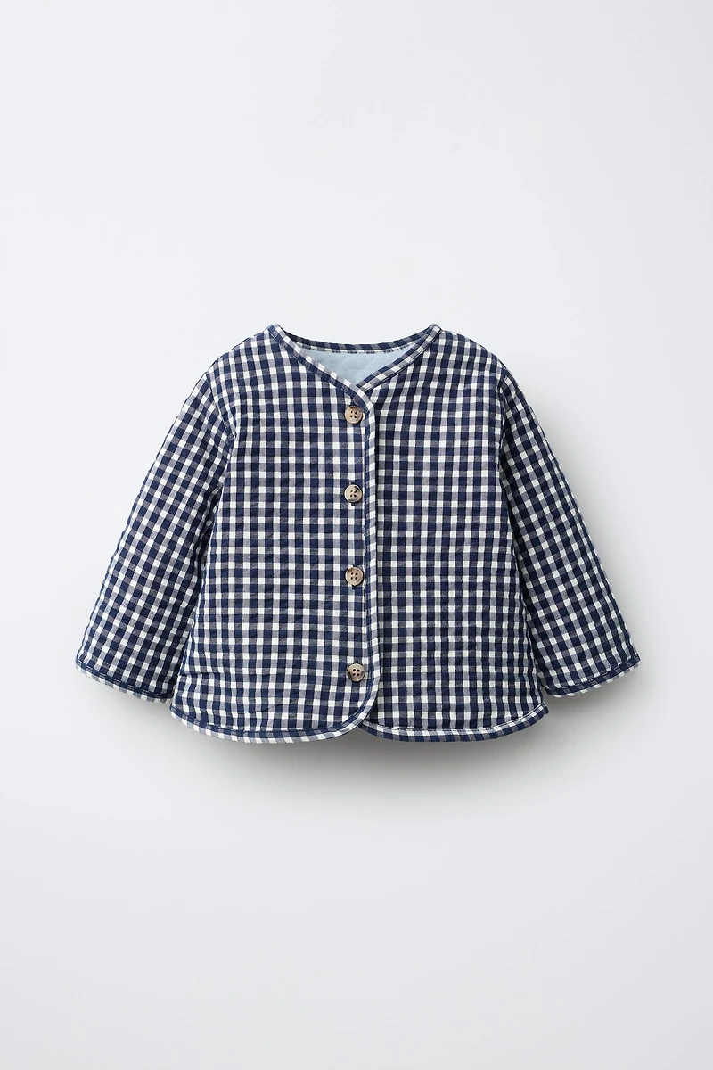 GINGHAM CHECK PUFFER JACKET