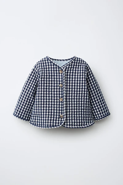 GINGHAM CHECK PUFFER JACKET