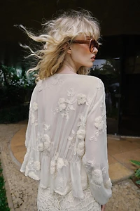 EMBROIDERED SHEER BLOUSE