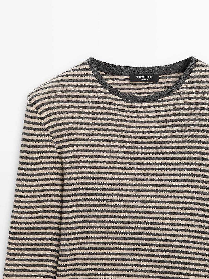 Long-sleeve cotton blend T-shirt