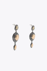 TEXTURED JEWEL TRIPLE EARRINGS