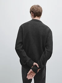 Wool blend knit polo sweater