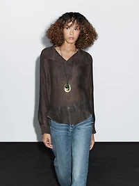 Blouse avec plastron 100 % lin