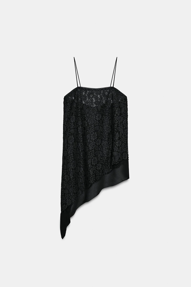 ASYMMETRIC LACE LONG TOP