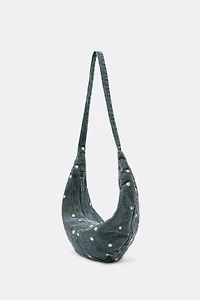 DAISY EMBROIDERED DENIM CROSSBODY BAG