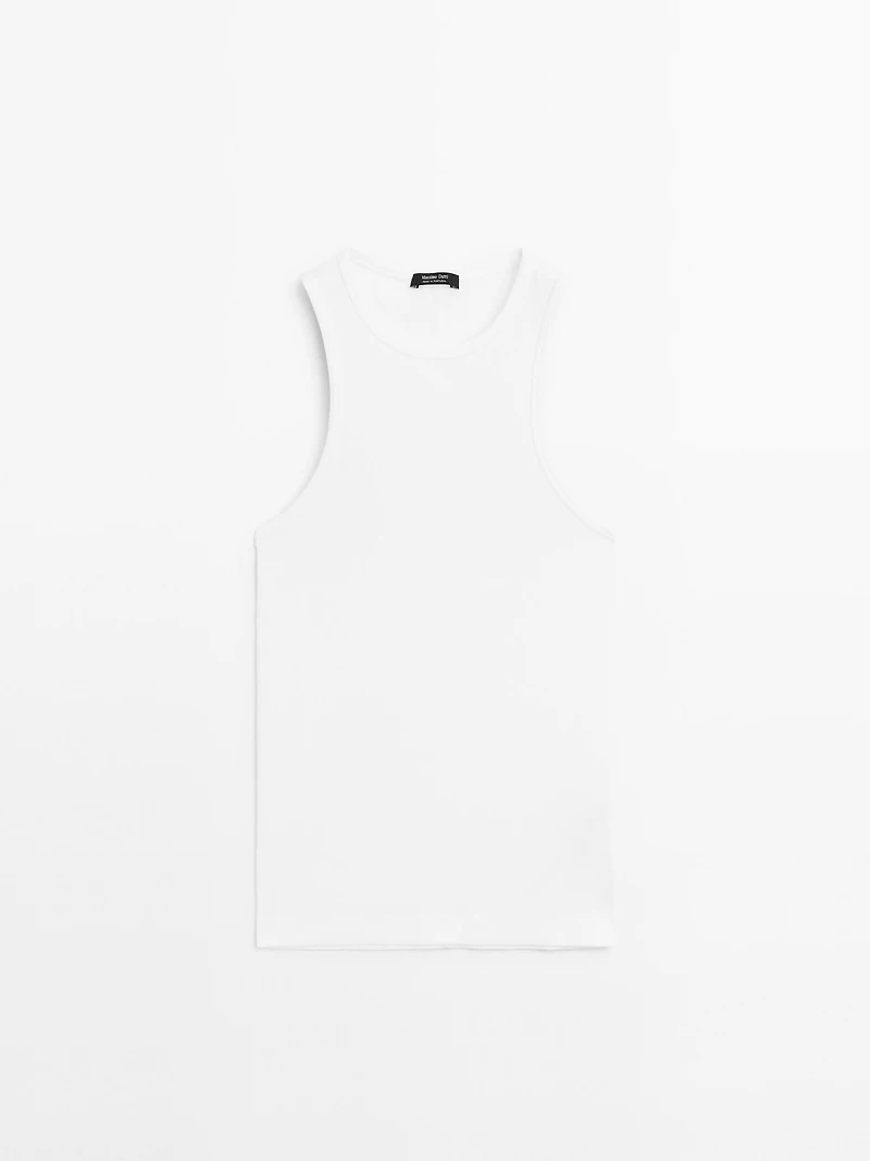Top à encolure américaine en coton mélang