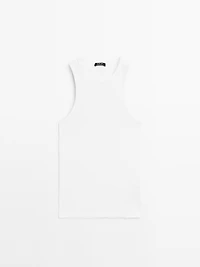 Top à encolure américaine en coton mélang