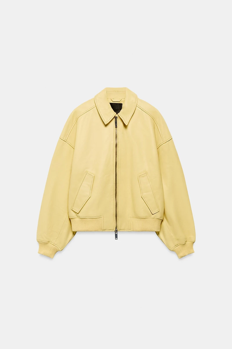 100% LEATHER BOMBER JACKET
