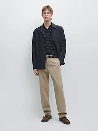 Cotton blend tapered fit trousers