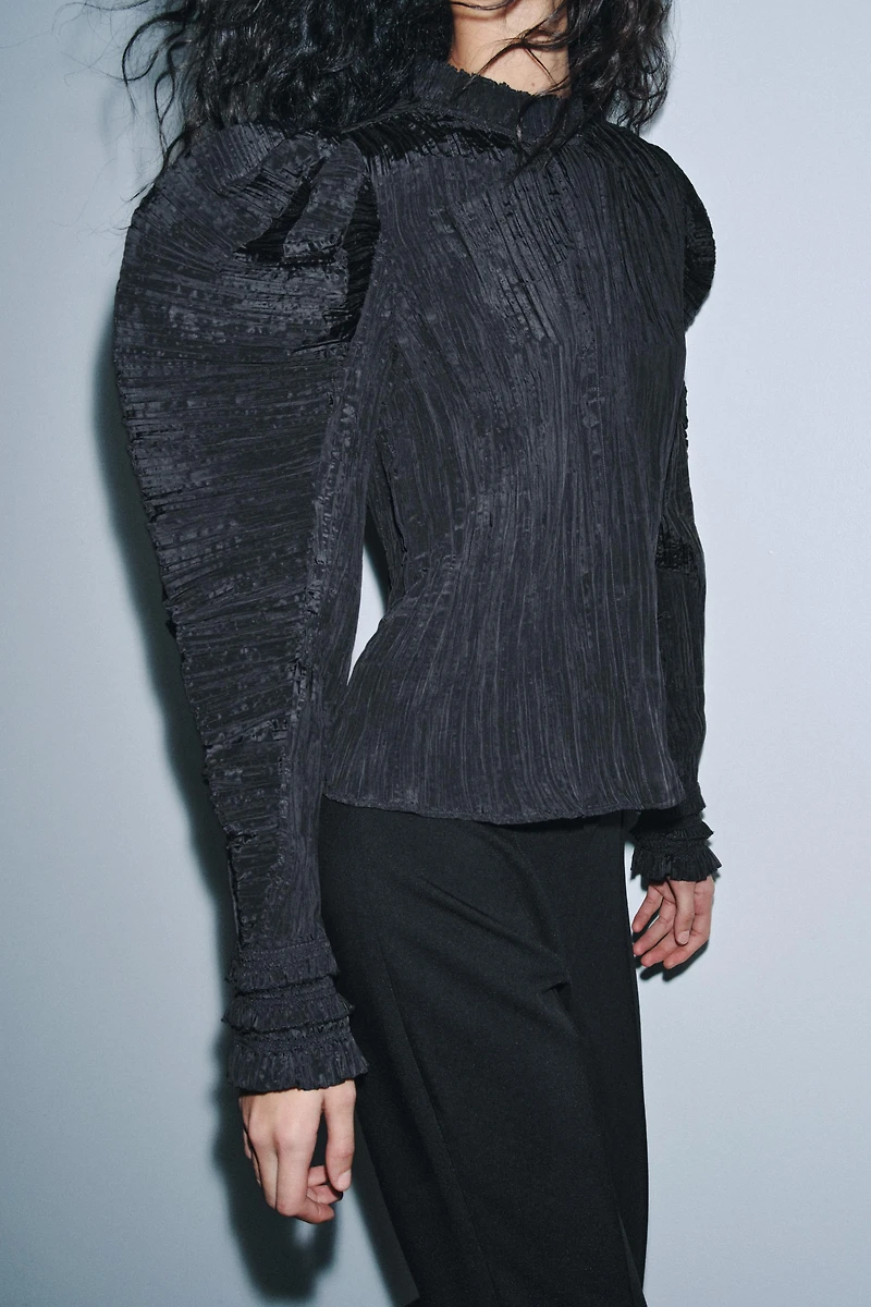 ZW COLLECTION WRINKLED PUFF SLEEVE BLOUSE