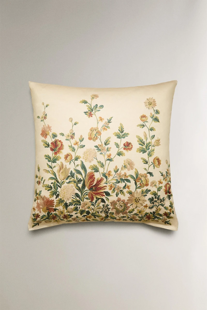 TAIE D’OREILLER SATIN IMPRIMÉ FLEURS