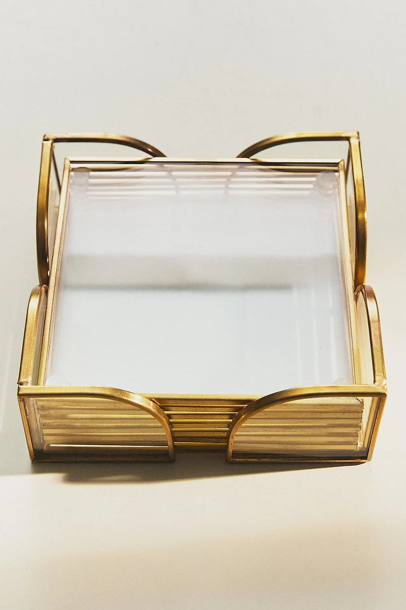 LOT DE 6 DESSOUS DE VERRE MÉTAL ET VERRE