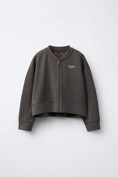 RIBBED BOMBER JACKET WITH MODAL