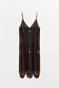 GEORGETTE DRESS WITH SEQUINS AND BEADING