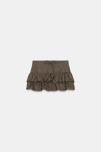 HERRINGBONE WOOL SKORT
